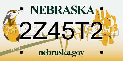 2Z45T2 Nebraska License Plate