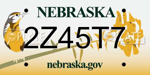 2Z45T7 Nebraska License Plate