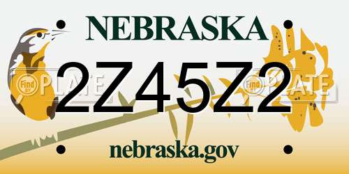 2Z45Z2 Nebraska License Plate