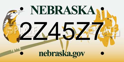 2Z45Z7 Nebraska License Plate