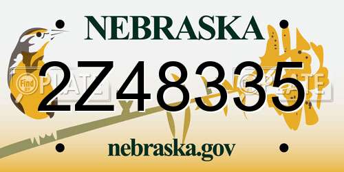 2Z48335 Nebraska License Plate