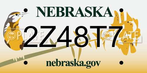 2Z48T7 Nebraska License Plate