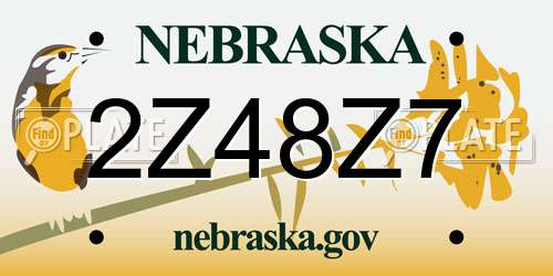 2Z48Z7 Nebraska License Plate