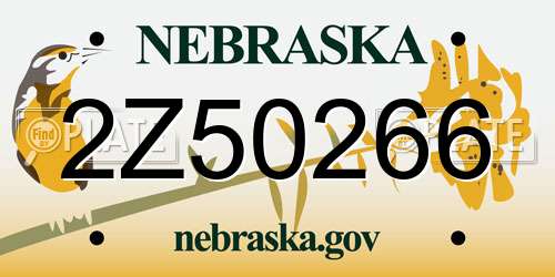 2Z50266 Nebraska License Plate