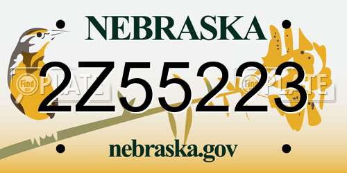 2Z55223 Nebraska License Plate