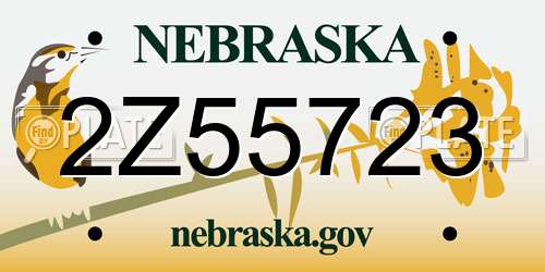 2Z55723 Nebraska License Plate