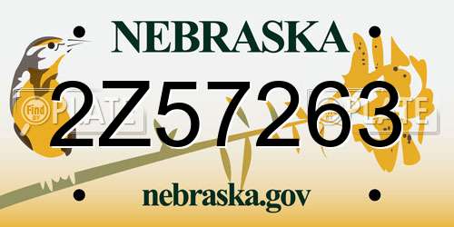 2Z57263 Nebraska License Plate