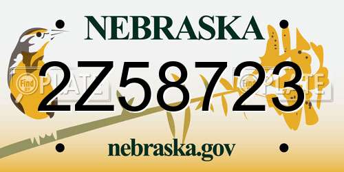 2Z58723 Nebraska License Plate