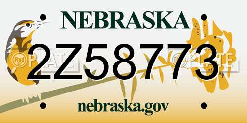 2Z58773 Nebraska License Plate