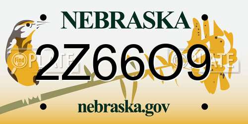 2Z66O9 Nebraska License Plate