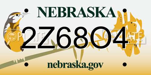 2Z68O4 Nebraska License Plate