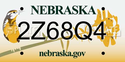 2Z68Q4 Nebraska License Plate