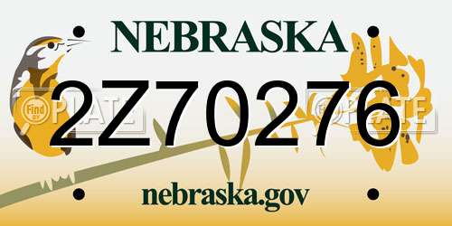 2Z70276 Nebraska License Plate