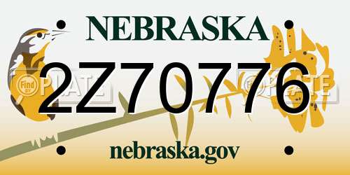 2Z70776 Nebraska License Plate
