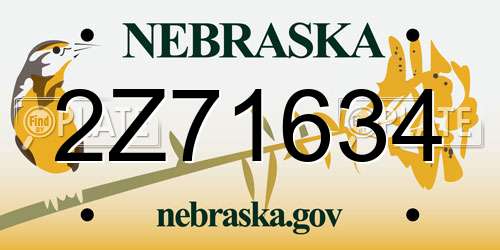 2Z71634 Nebraska License Plate