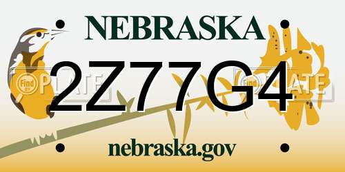 2Z77G4 Nebraska License Plate