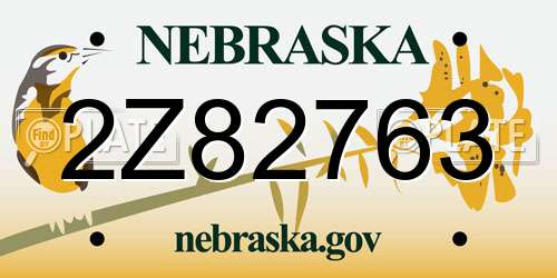 2Z82763 Nebraska License Plate