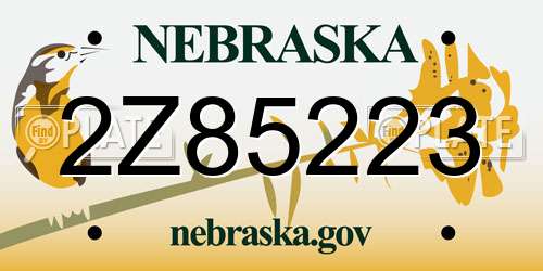 2Z85223 Nebraska License Plate