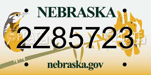 2Z85723 Nebraska License Plate