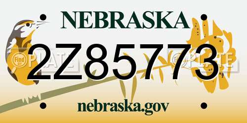 2Z85773 Nebraska License Plate