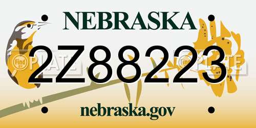 2Z88223 Nebraska License Plate
