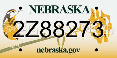 2Z88273 Nebraska License Plate