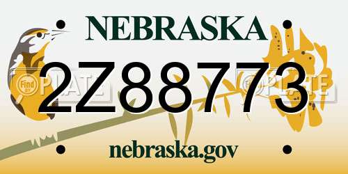 2Z88773 Nebraska License Plate