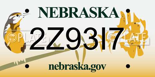2Z93I7 Nebraska License Plate