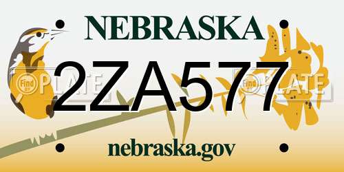 2ZA577 Nebraska License Plate