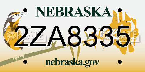 2ZA8335 Nebraska License Plate