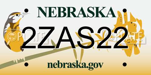 2ZAS22 Nebraska License Plate