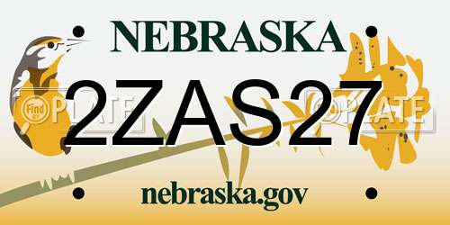 2ZAS27 Nebraska License Plate