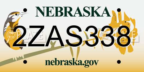 2ZAS338 Nebraska License Plate