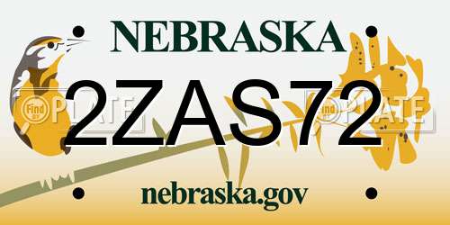 2ZAS72 Nebraska License Plate