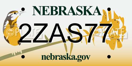 2ZAS77 Nebraska License Plate