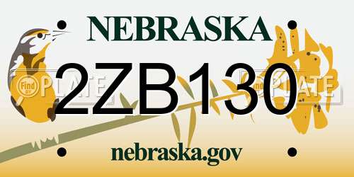 2ZB130 Nebraska License Plate