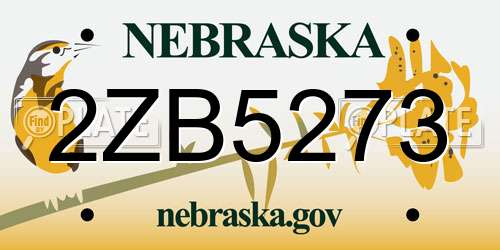 2ZB5273 Nebraska License Plate