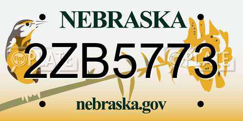 2ZB5773 Nebraska License Plate