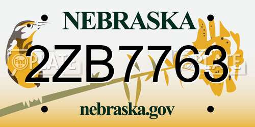2ZB7763 Nebraska License Plate