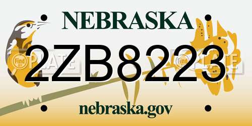 2ZB8223 Nebraska License Plate