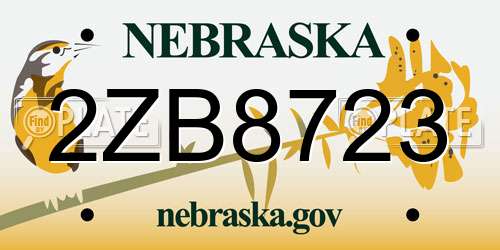 2ZB8723 Nebraska License Plate