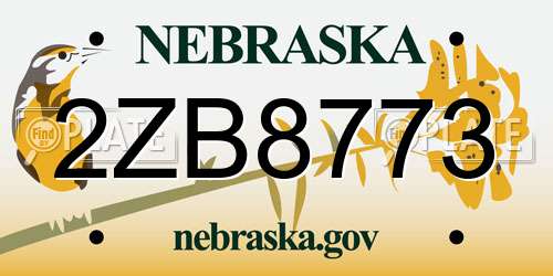 2ZB8773 Nebraska License Plate