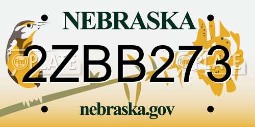 2ZBB273 Nebraska License Plate