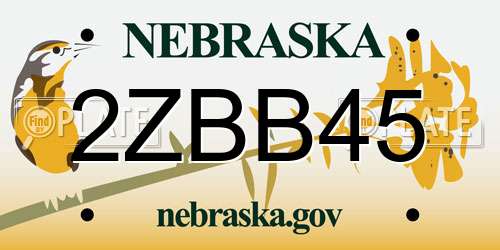 2ZBB45 Nebraska License Plate