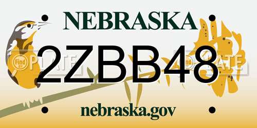 2ZBB48 Nebraska License Plate