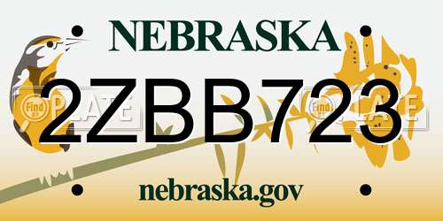 2ZBB723 Nebraska License Plate