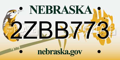 2ZBB773 Nebraska License Plate