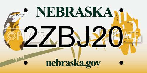 2ZBJ20 Nebraska License Plate