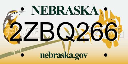 2ZBQ266 Nebraska License Plate