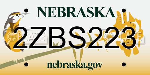 2ZBS223 Nebraska License Plate
